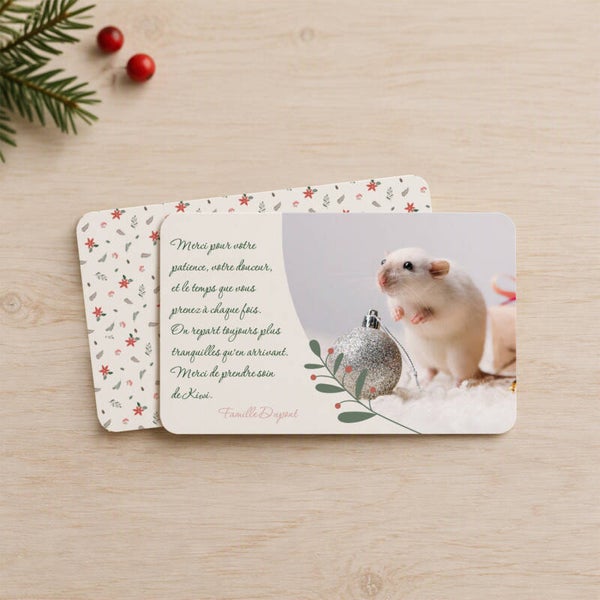 💌 Carte de remerciement vétérinaire ou petsitter – Édition Noël