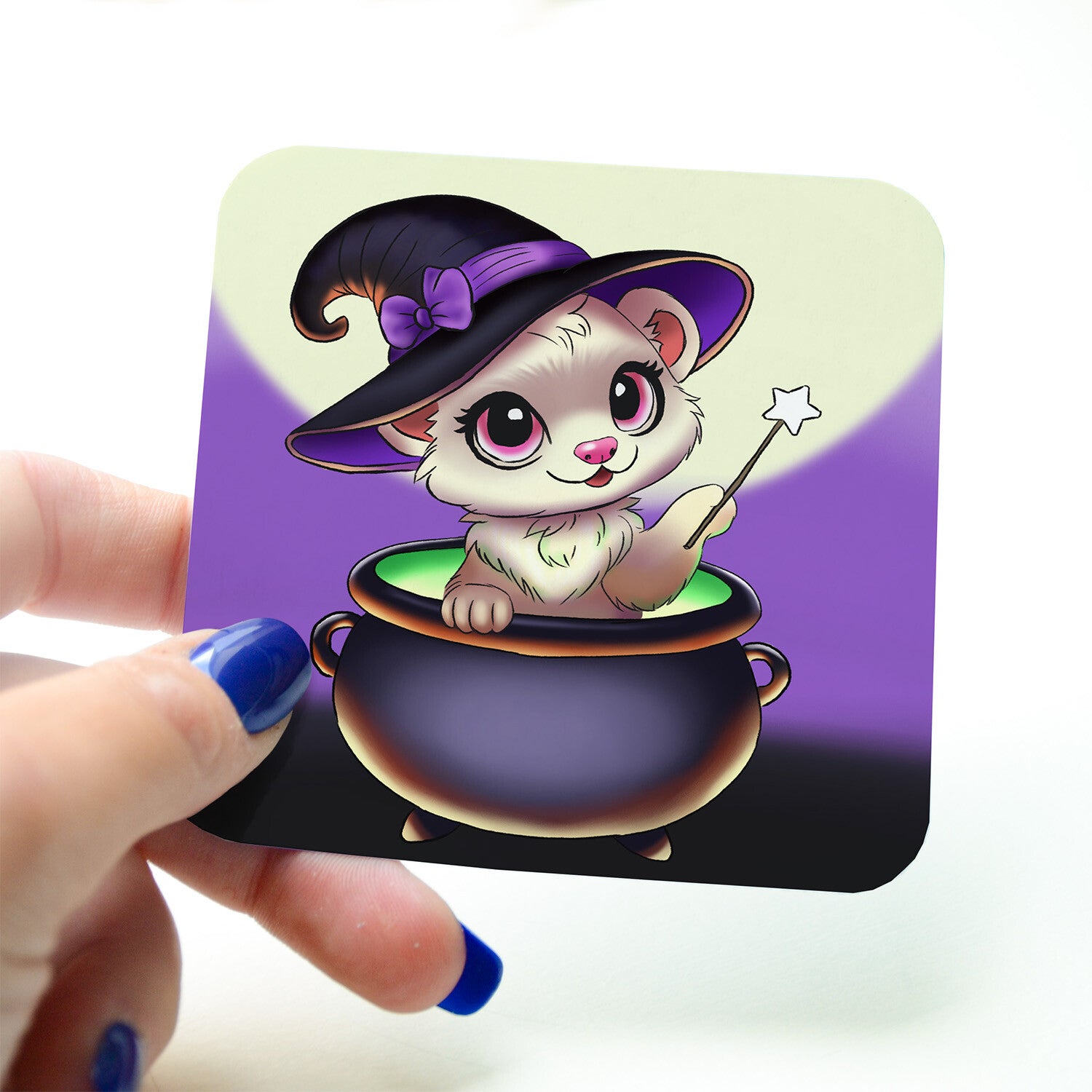 🧹 Magnet Halloween personnalisable – NAC déguisé en sorcière