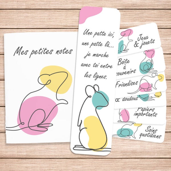 Pack de rentrée souris – Carnet, marque-page & étiquettes
