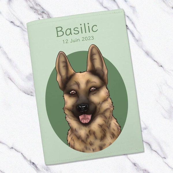 🐾 Protège Carnet de Santé Berger Allemand – Illustration Cophélie.Art & Personnalisation Unique !
