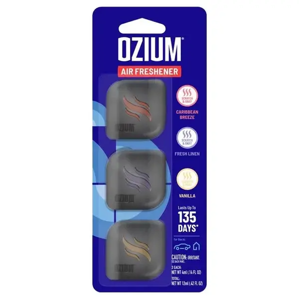 Ozium Scented Sachet Car Air Fresheners with Odor Eliminator 3pk
