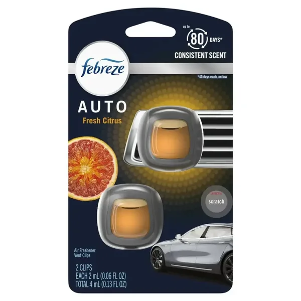 Febreze Auto Vent Clip Car Air Freshener, Fresh Citrus Scent