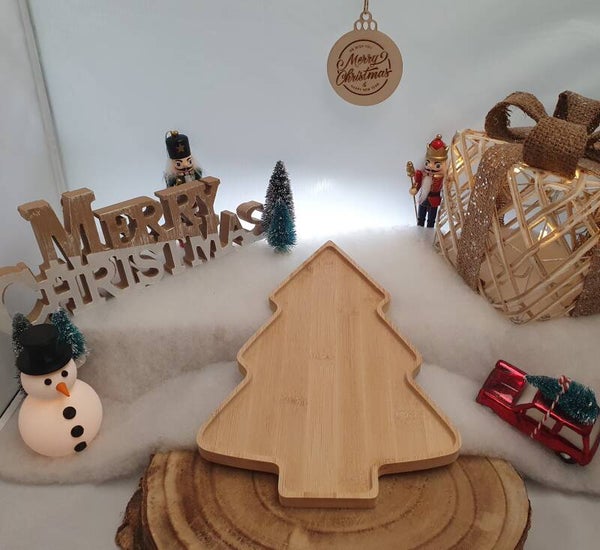 Kerstboom Serveerplank Bamboe - Laser - Kerstcollectie