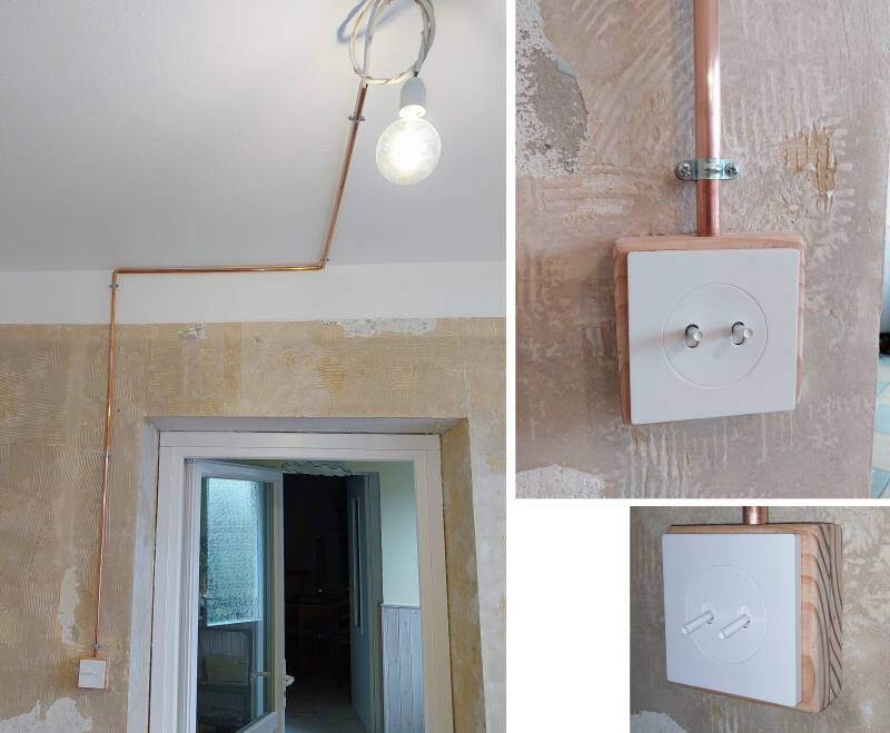 interrupteur et conduits cuivre