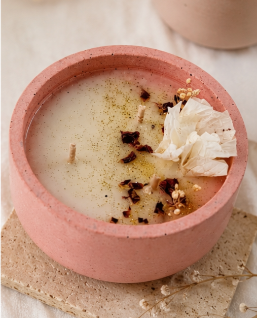 Bougie "création"jesmonite 200g Jasmin