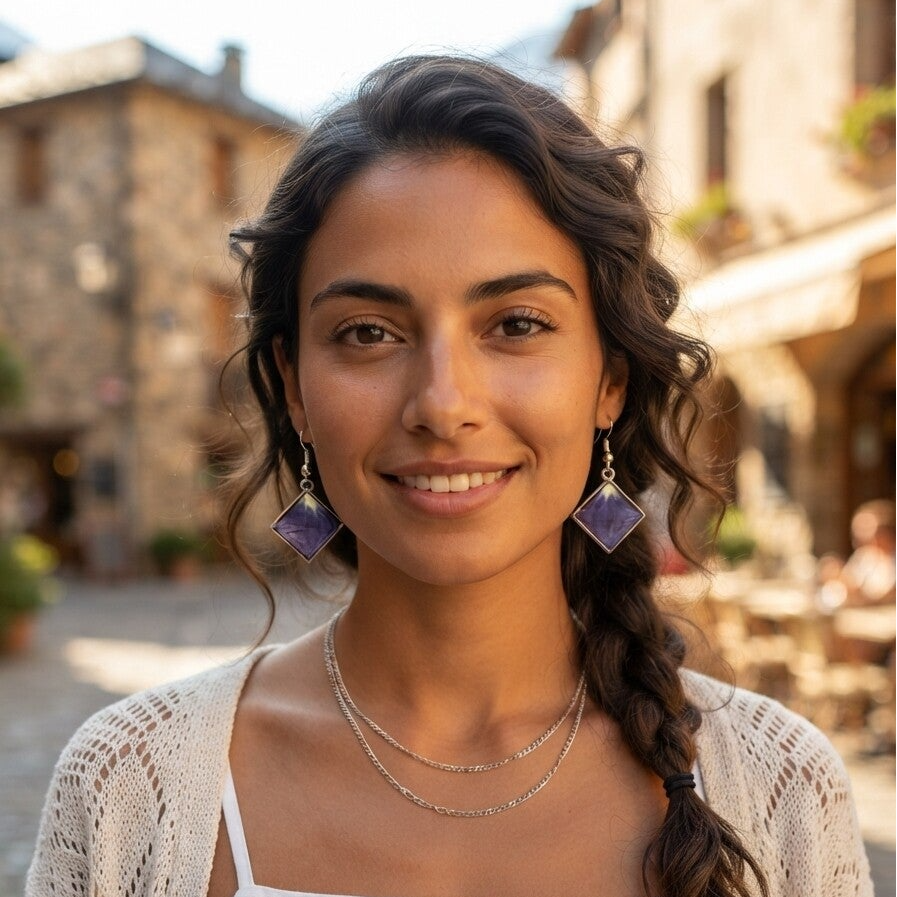 Boucles d’oreilles carré — pétale de pensée