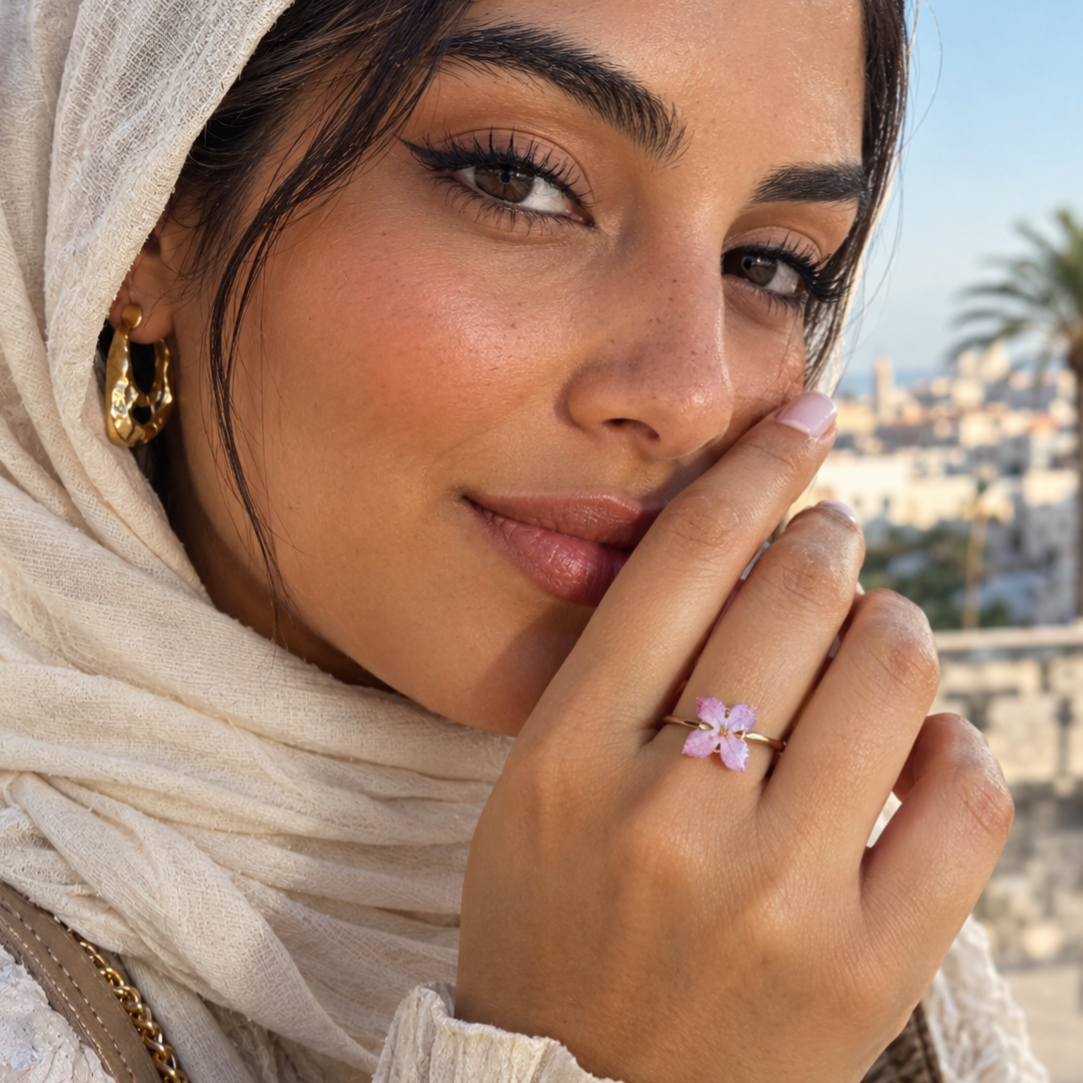 Bague Lilas — fleur véritable