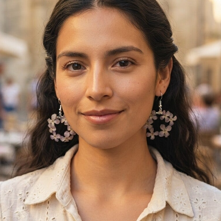 Boucles d’oreilles Couronne de Lilas — fleurs véritables