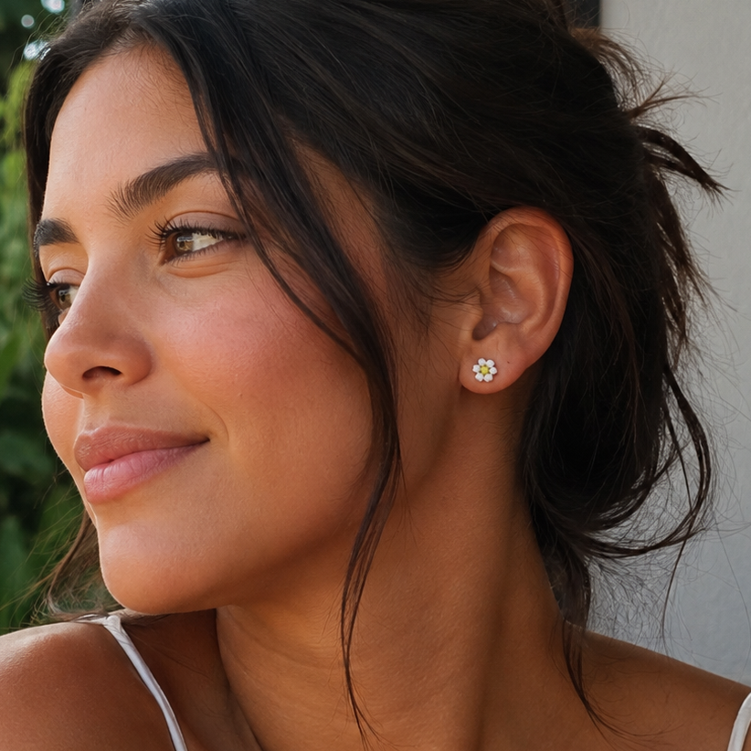 Boucles d’oreilles Pâquerettes en perles de rocaille