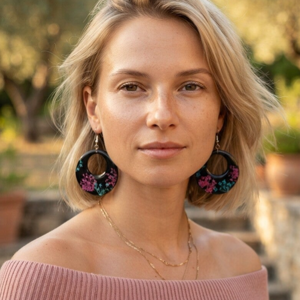Boucles d’oreilles Carotte Sauvage — fleur véritable