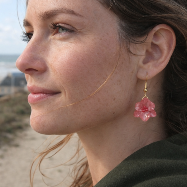 Boucles d’oreilles Hortensia — fleur véritable