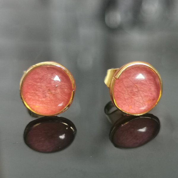 Puces d’oreilles rondes 6mm — Pétales des fleurs véritables