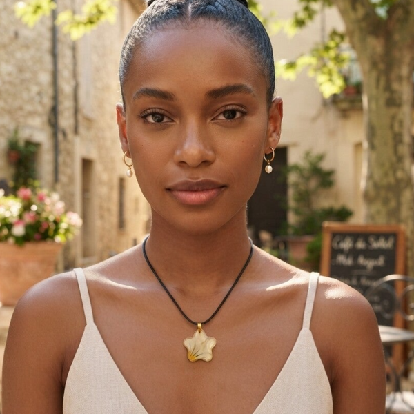 Pendentif Pétale de Pensée étoile — fleur véritable