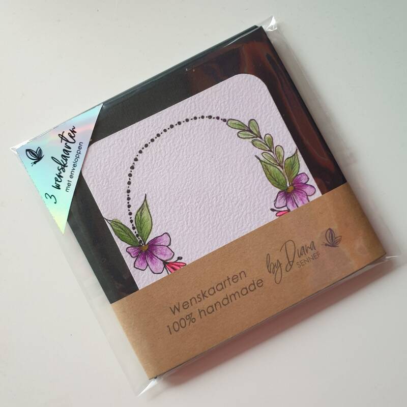 Wenskaarten | Aquarel | 10x10 cm | Set van 3 st.
