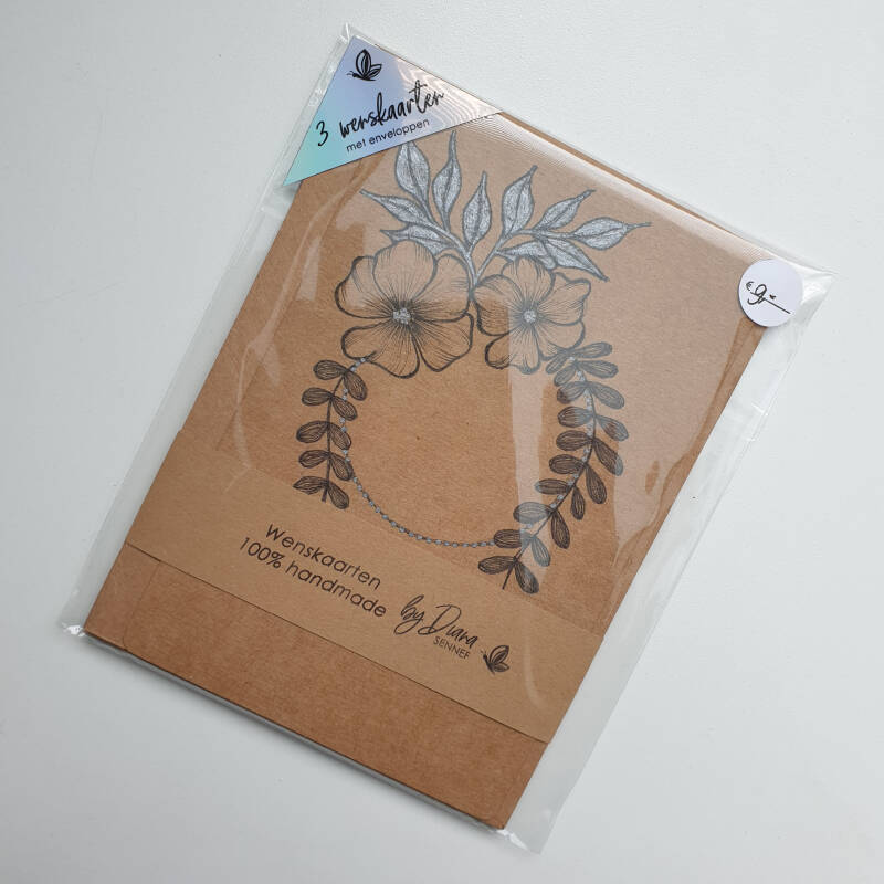 Wenskaarten | Pentekeningen | 10x15 cm | Set van 3 st.