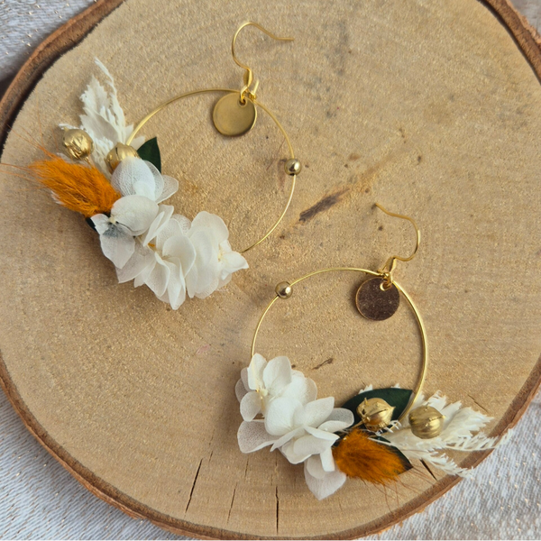 Boucles fleurs stabilisées terracotta