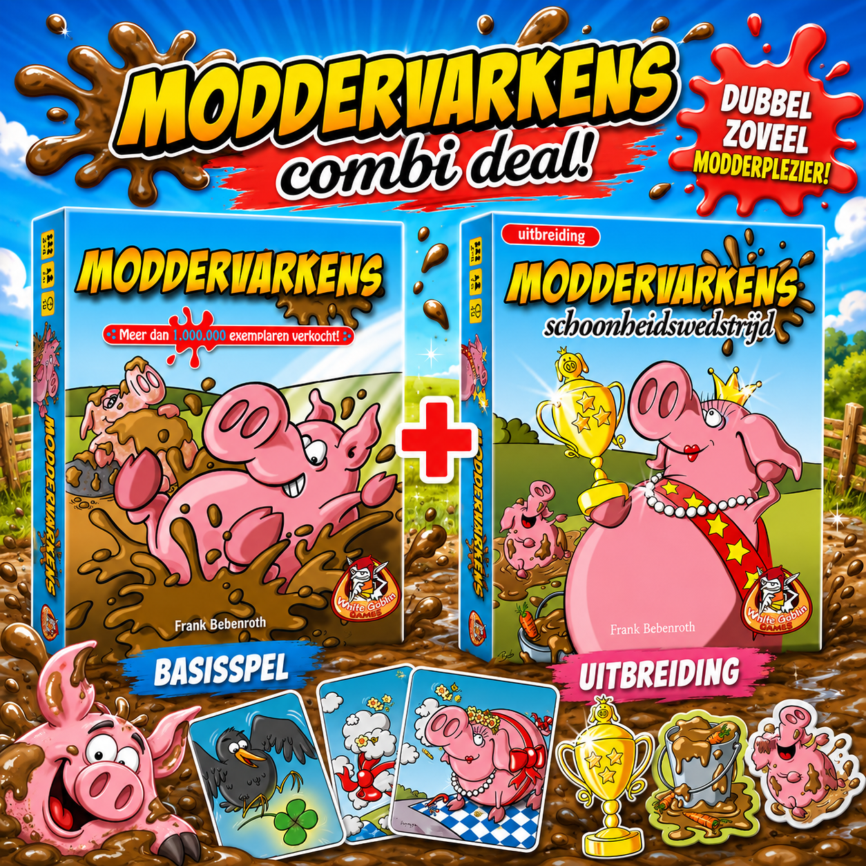 Combi-deal: Moddervarkens + Uitbreiding Schoonheidswedstrijd - Kaartspel