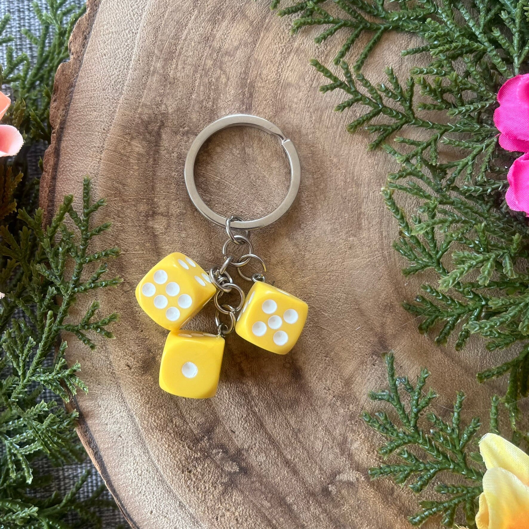 Sleutelhanger Dobbelsteen - Geel