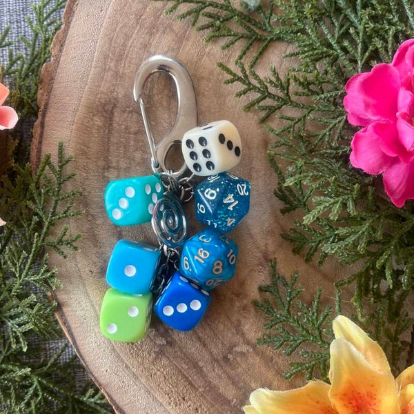 Sleutelhanger Dobbelsteen - Blue Sparkle