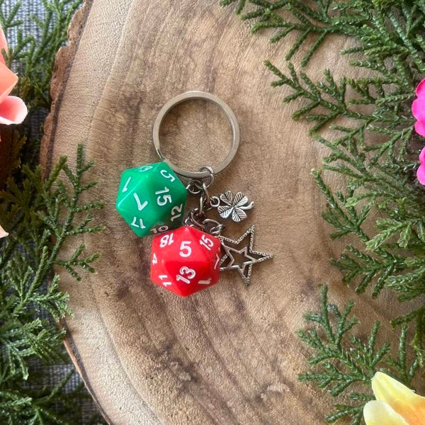 Sleutelhanger Dobbelsteen - Green/Red