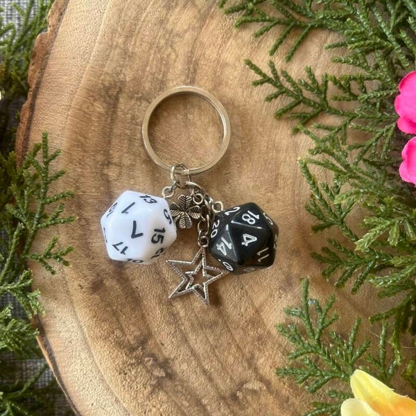 Sleutelhanger Dobbelsteen - White/Black