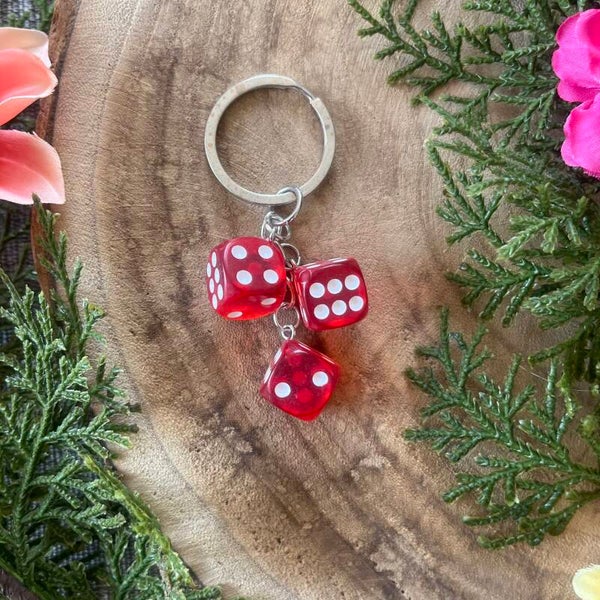 Sleutelhanger Dobbelsteen - Rood Transparant