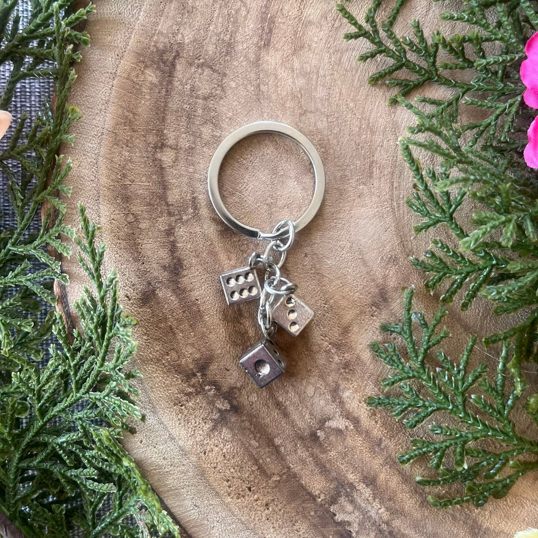 Sleutelhanger Dobbelsteen - Zilver 3 klein