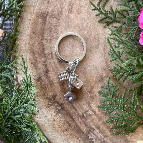 Sleutelhanger Dobbelsteen - Zilver 3 klein