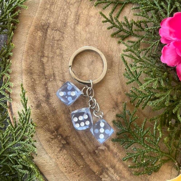 Sleutelhanger Dobbelsteen - Lichtblauw Transparant