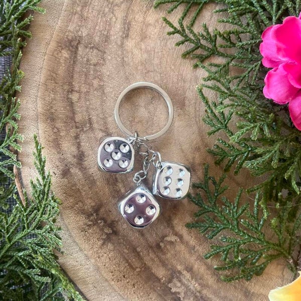 Sleutelhanger Dobbelsteen - 3 Dice Silver