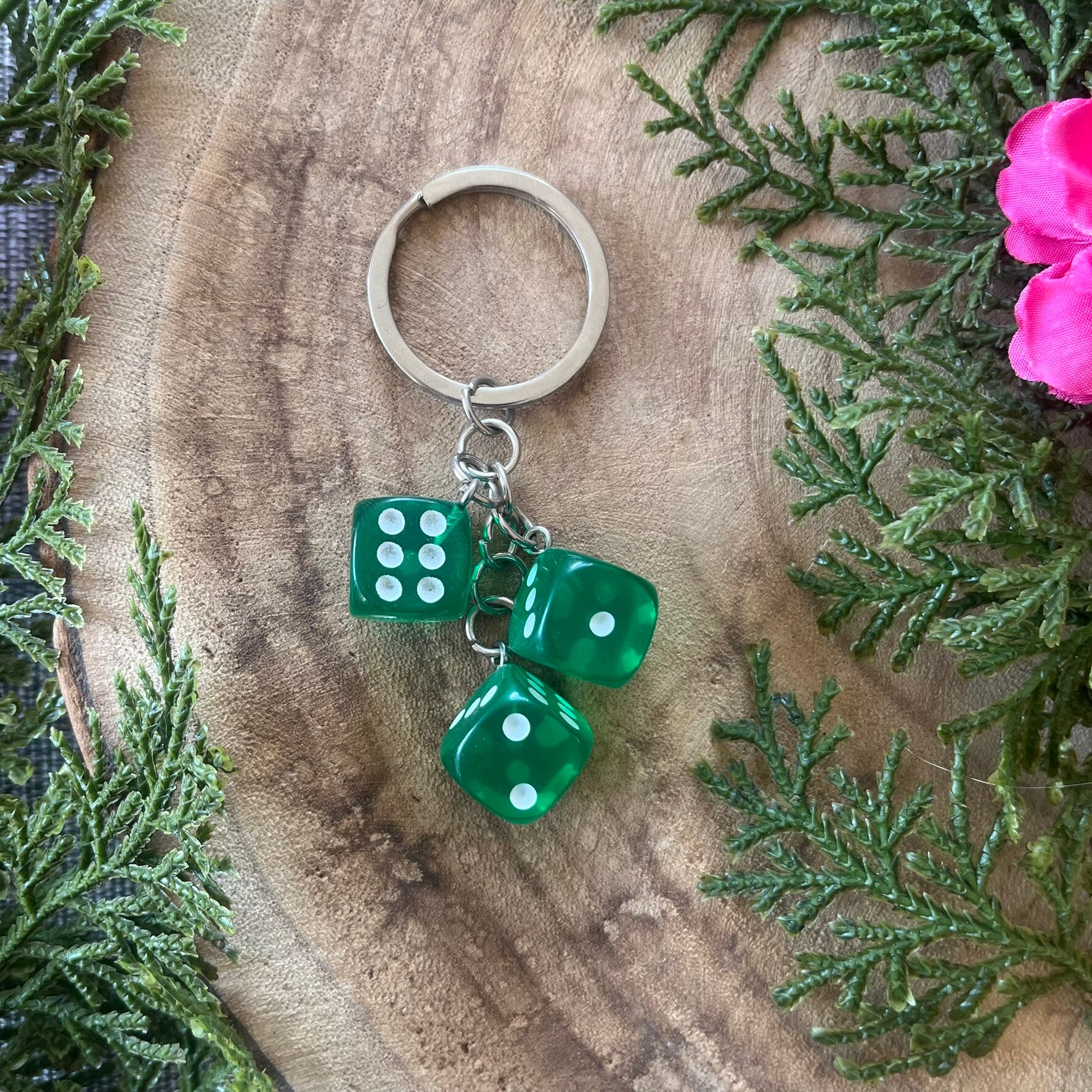 Sleutelhanger Dobbelsteen - Groen Transparant