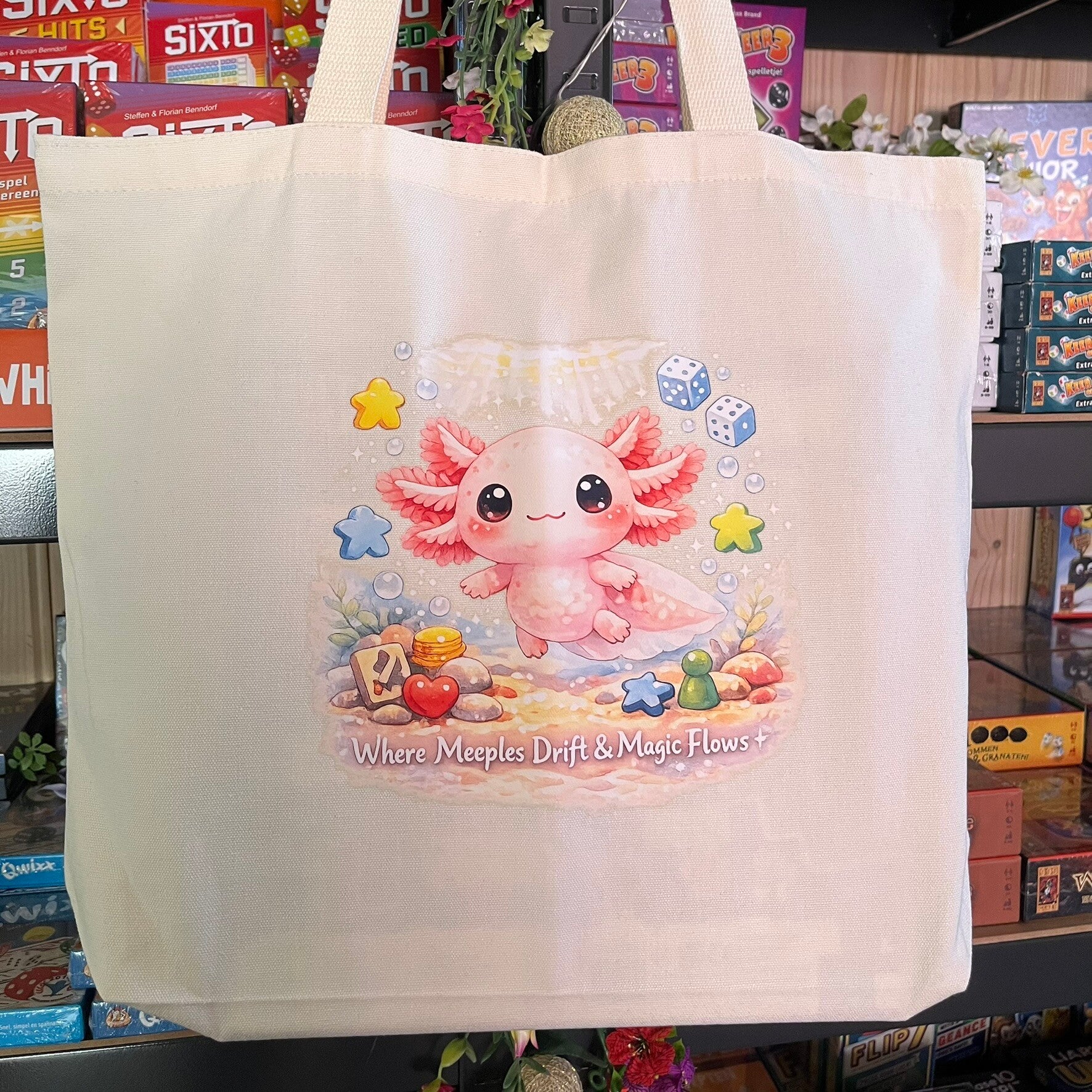 Axolotl - Where meeples... - XL Totebag