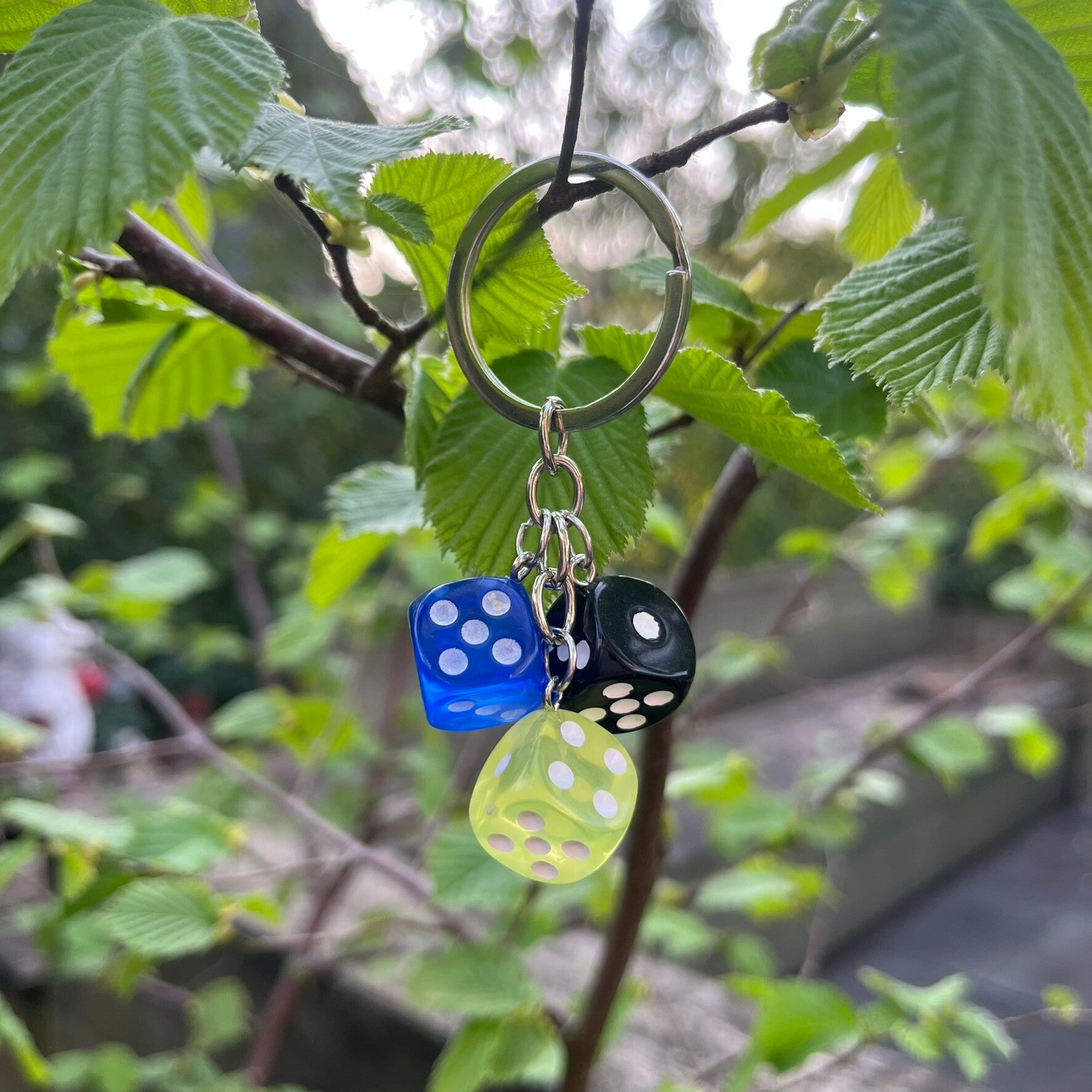 Sleutelhanger Dobbelsteen - Blauw-Geel-Zwart