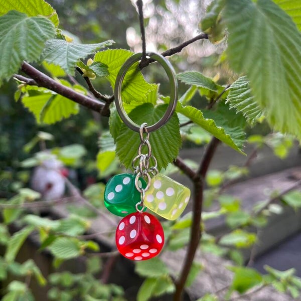 Sleutelhanger Dobbelsteen - Groen-Geel-Rood
