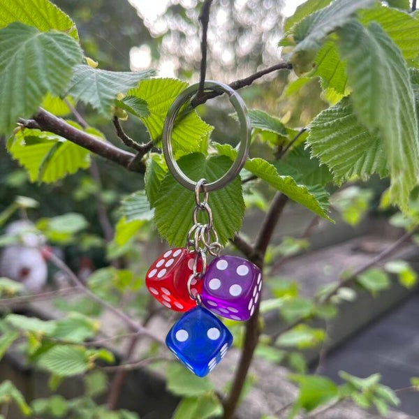 Sleutelhanger Dobbelsteen - Rood-Paars-Blauw