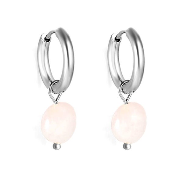 Oorringen zilver met roze detail