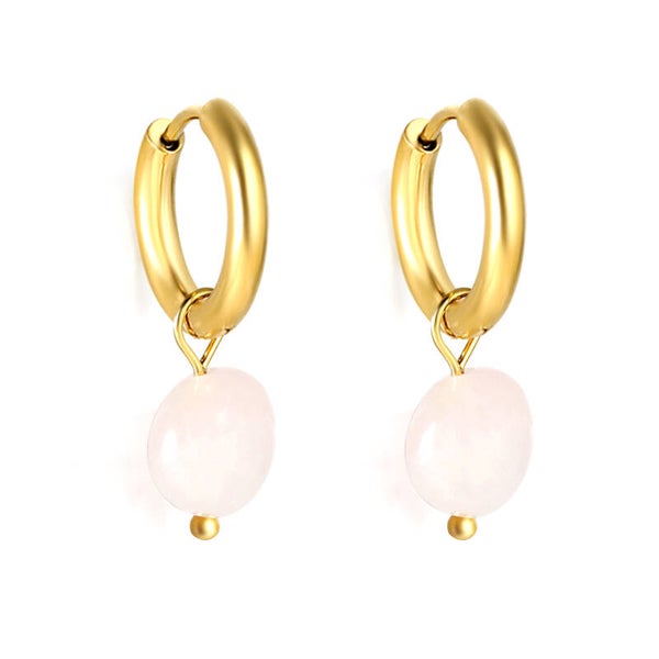 Oorringen goud met roze detail