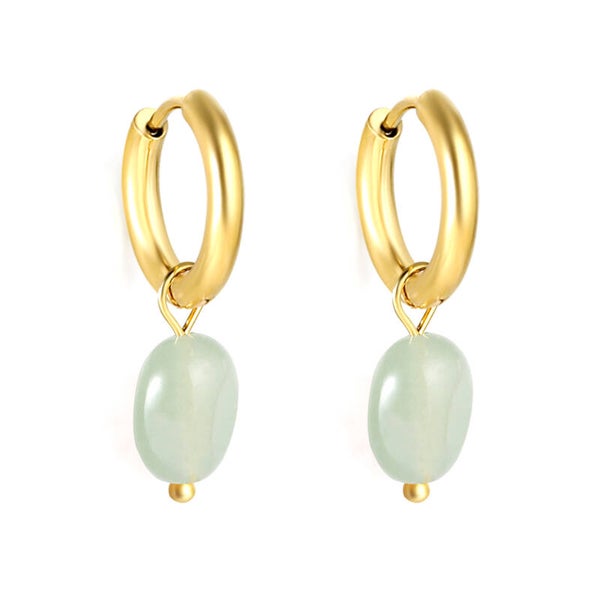 Oorringen goud met groen detail