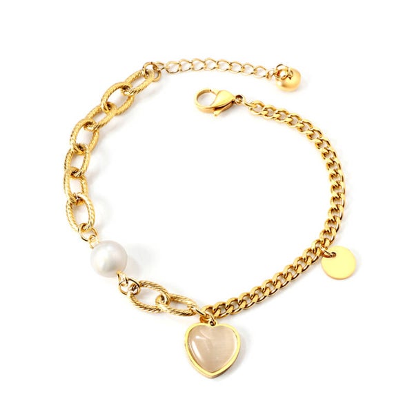 Schakel armband met parel