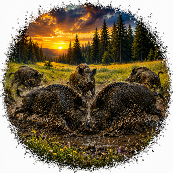 Motiv Wildschweine Rund