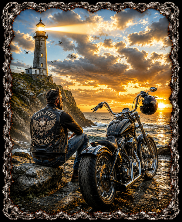 Motiv Biker Leuchtturm
