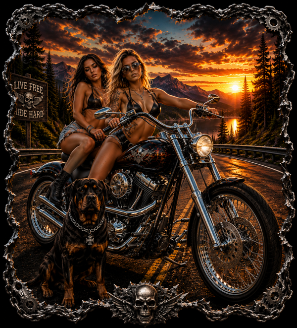 Motiv Biker Frauen Abendsonne