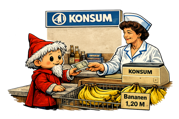 Motiv Sandmann holt Bananen