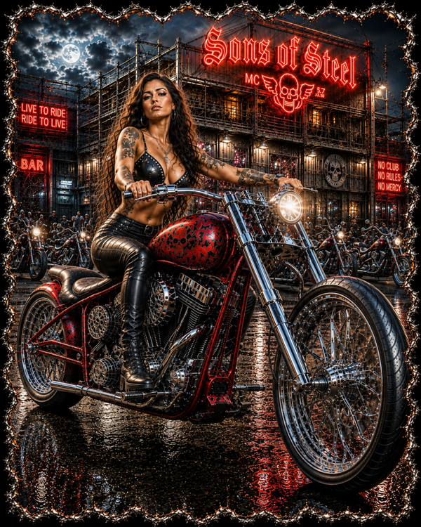 Motiv Biker Frau Rot