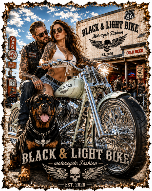 Motiv Biker Paar Rottweiler