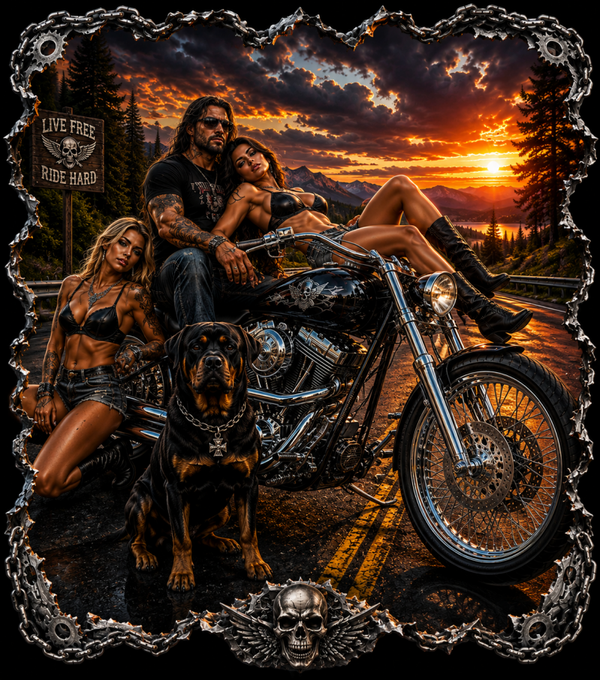 Motiv Biker Mann und Frauen