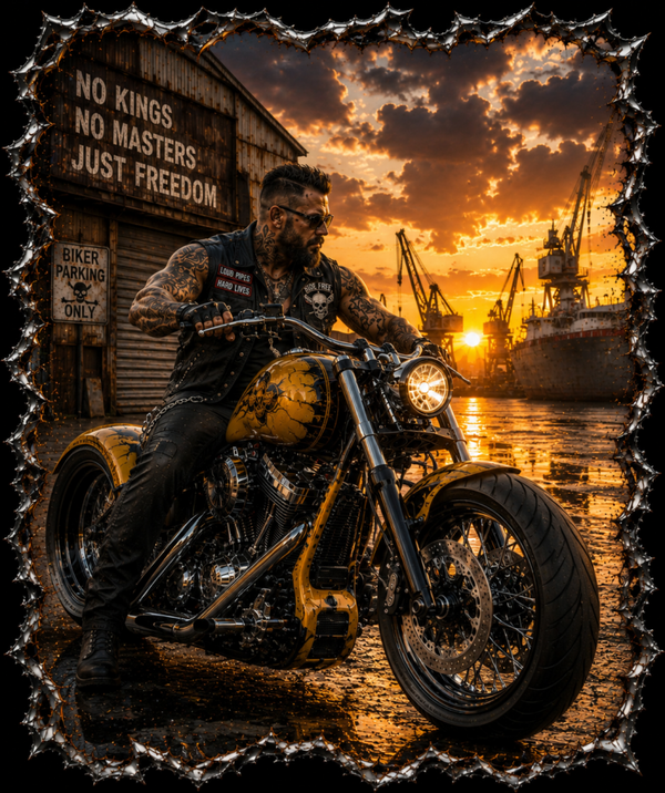 Motiv Biker Hafen