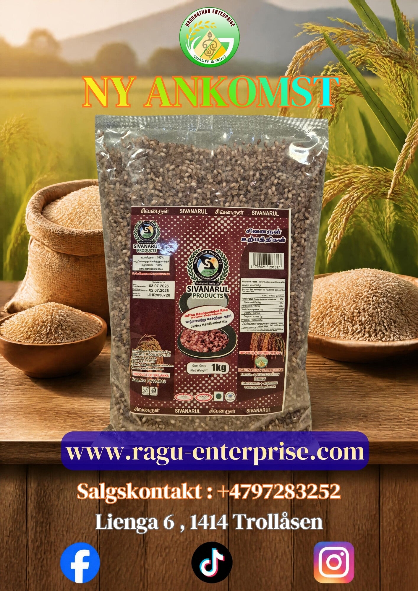 Jaffna Handpounded Rice SP 1kg x20