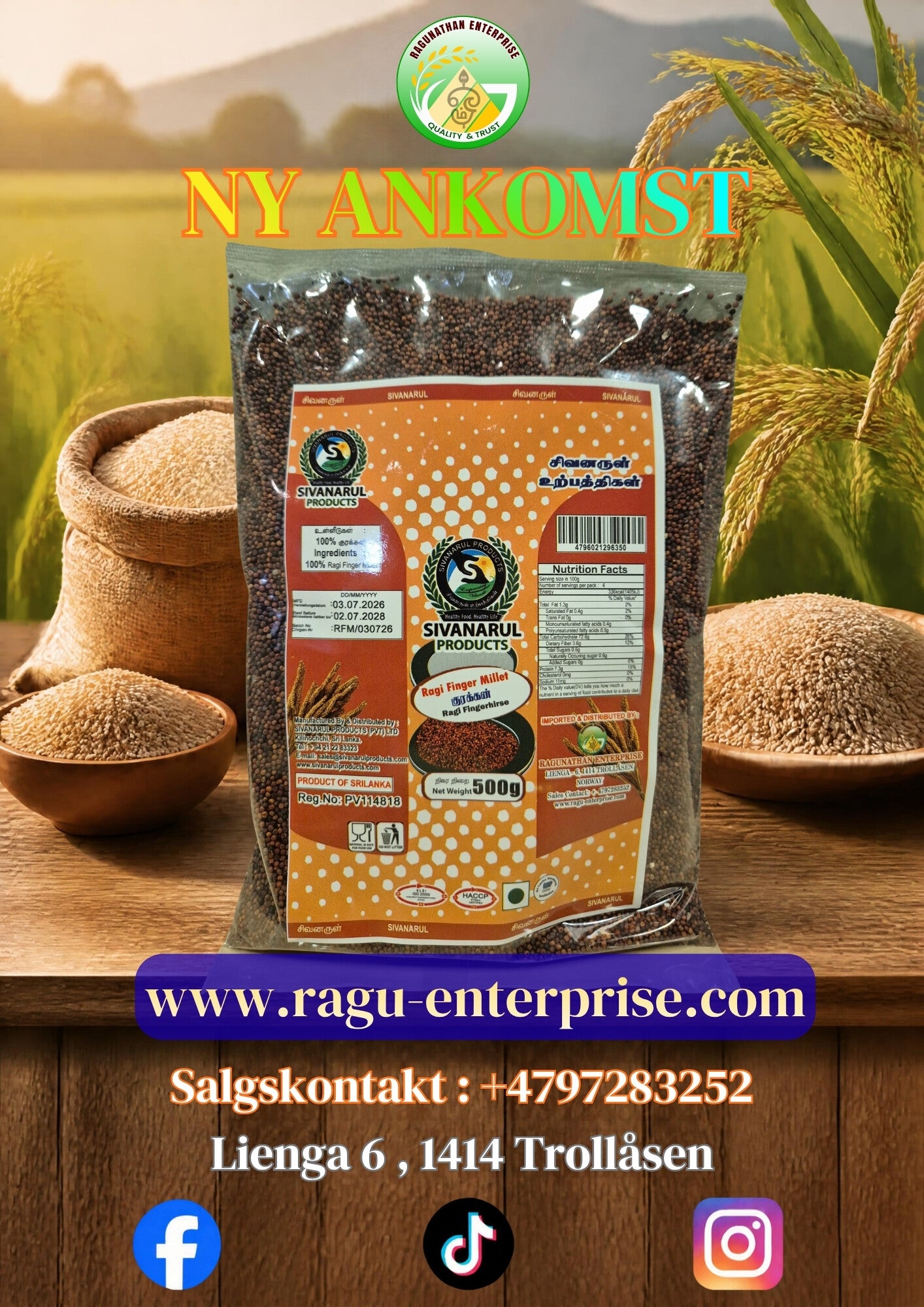 Ragi Finger Millet 500g x 40