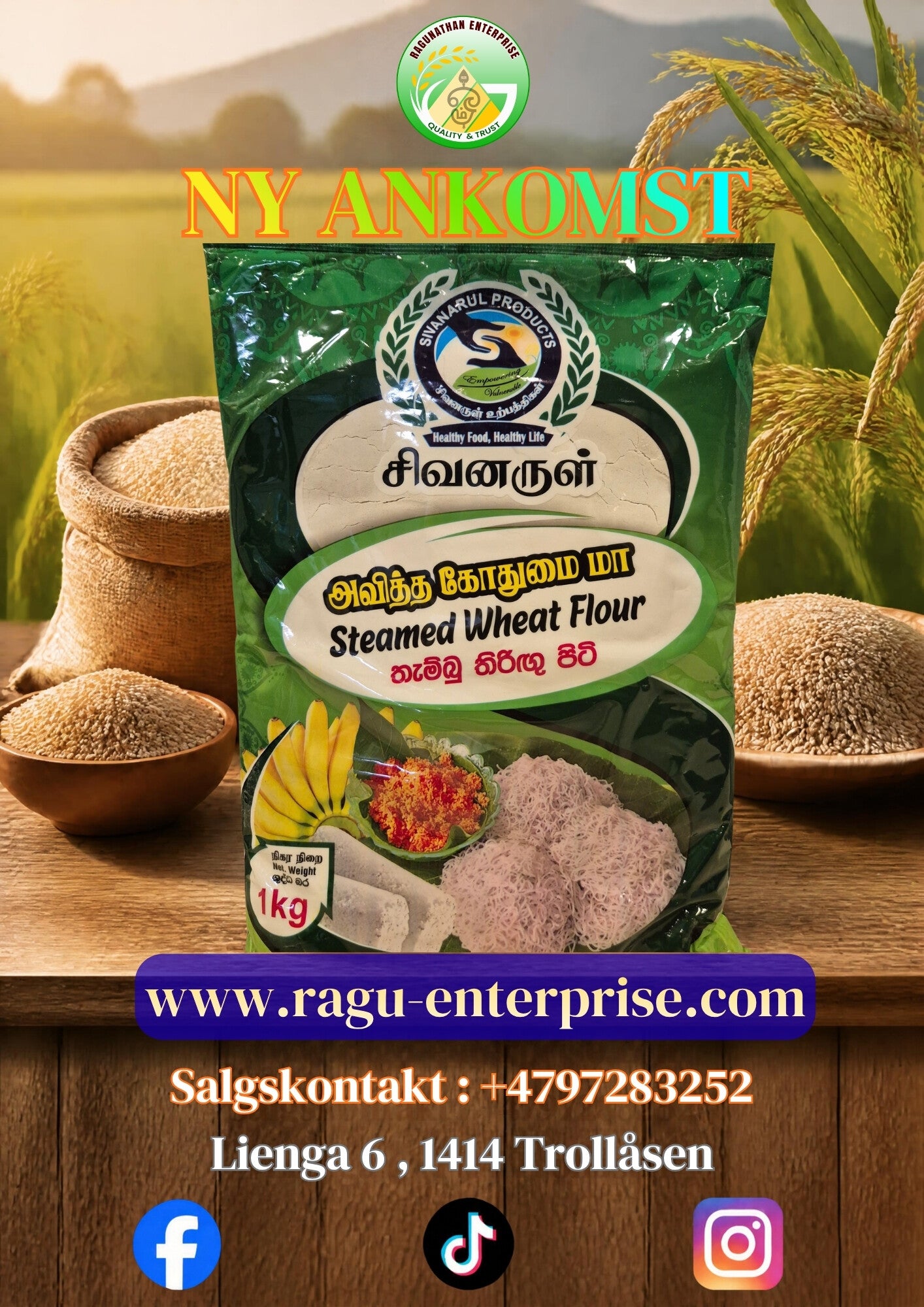 Steamed Wheat Flour 1kg x 20
